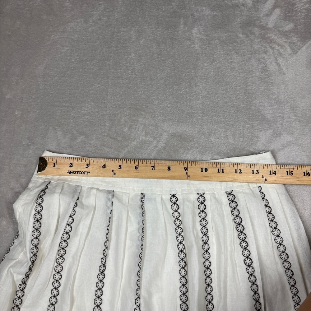 Ann Taylor Factory Boho A Line Cotton Embroidered Floral White Brown Skirt 0 - Picture 8 of 15